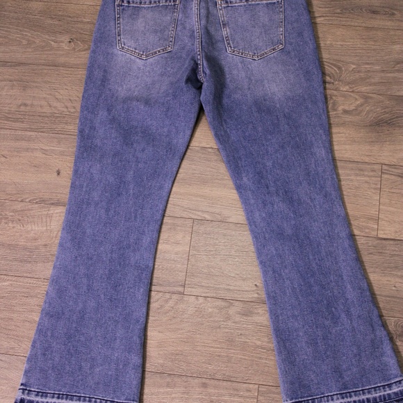 0285-Nova Men Distressed Flare Jeans Size 30 – Blue Ripped Denim - Picture 2 of 10